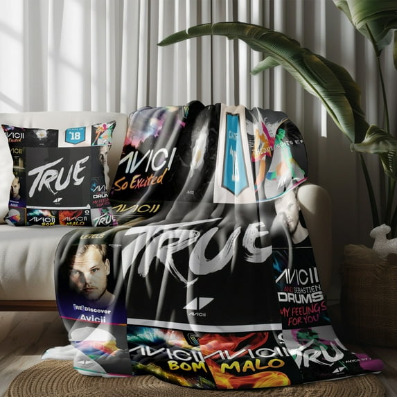 Throw Blanket and Pillowcase Set of 2,Avicii Thin Bed Couch Decor Kids Adult Nap Micro Fleece Fuzzy Blankets Bedroom Car All Season Birthday Gifts