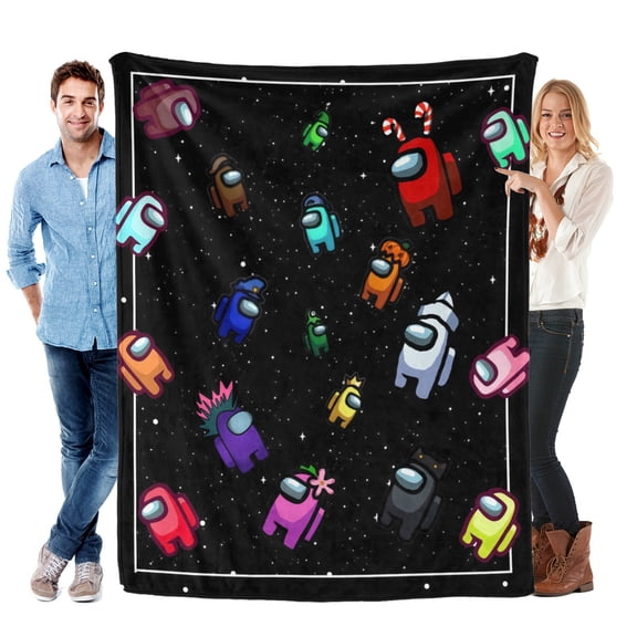 Throw Blanket for Among Us Bed Couch Home Decor Soft Warm 30x40 Inch Flannel for Kids Boys Girls Gifts