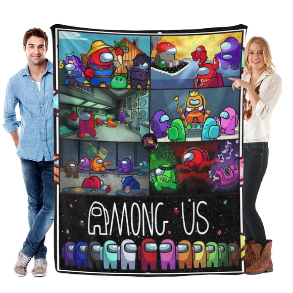 Throw Blanket for Among Us Bed Couch Soft Warm Flannel for Kids Girls Boys Gifts Home Decor 30x40 Inch