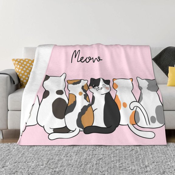 Throw Blanket for Couch - Cute Cats Soft Comfy Lightweight Cozy Warm Throw Blanket, Fuzzy Plush Flannel Blanket & Throws for Sofa and Bed All Season