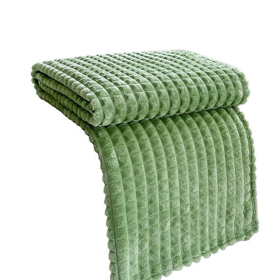 Throw Blanket for Couch Decorative 59x40 Inch Fleece Throw Blanket for Couch Soft Warm Fluffy Cream Solid Color Striped Blanket