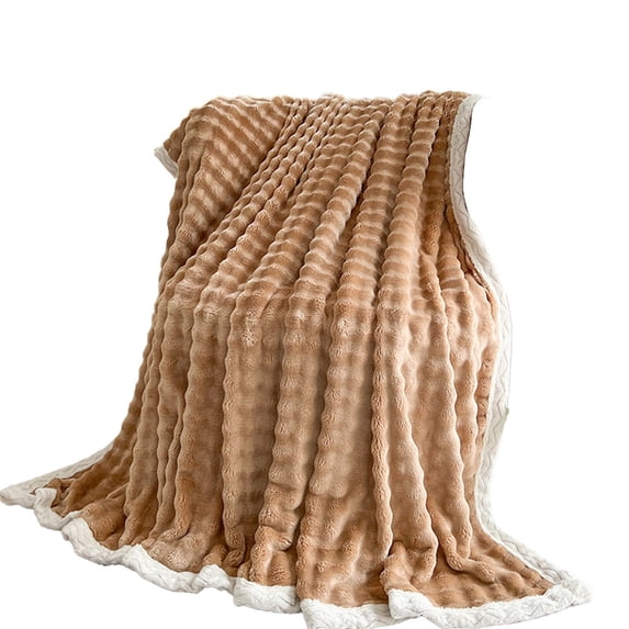 Throw Blanket for Couch Decorative Striped Soft Warm 39.37x27.55In Fleece Throw Blanket for Couch Fluffys Cream Solid Color