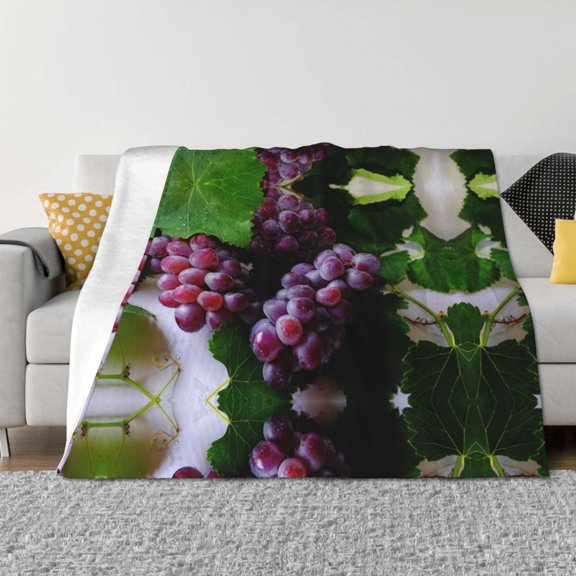 Throw Blanket for Couch - Grape Soft Comfy Lightweight Cozy Warm Throw Blanket, Fuzzy Plush Flannel Blanket & Throws for Sofa and Bed All Season