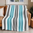thumbnail image 1 of Throw Blanket for Couch Gray Blue Soft Fleece Flannel Blankets Cozy Lightweight Blanket for Home Sofa Living Room Stripe Bed Throws 30" x 40", 1 of 9