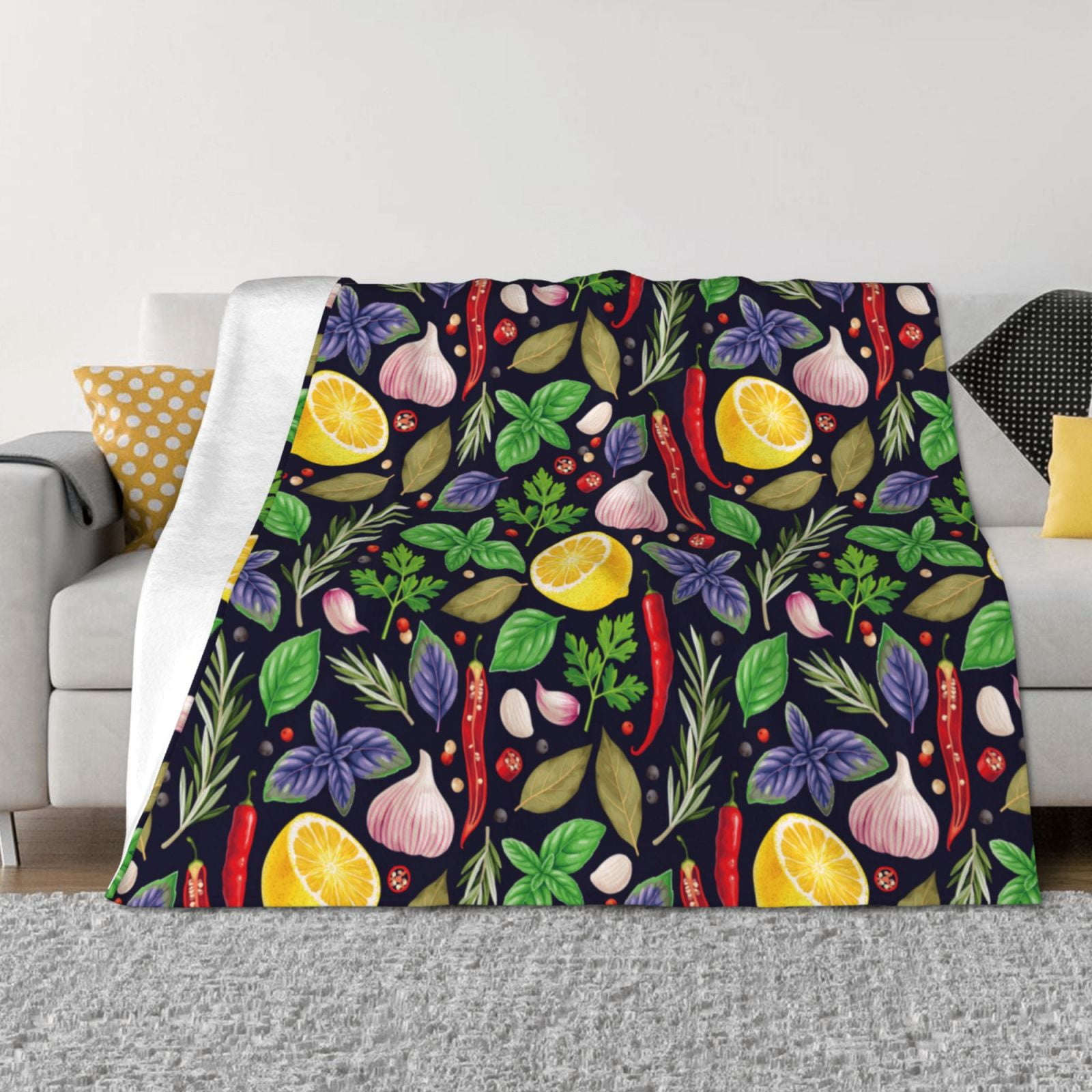 Throw Blanket for Couch, Herbs And Spices Fuzzy Comfy Warm Throw