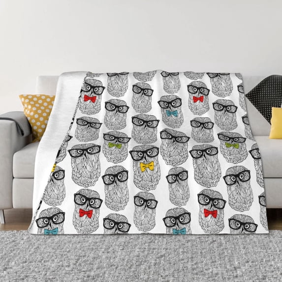 Throw Blanket for Couch - Nerdy Owl Soft Comfy Lightweight Cozy Warm Throw Blanket, Fuzzy Plush Flannel Blanket & Throws for Sofa and Bed All Season