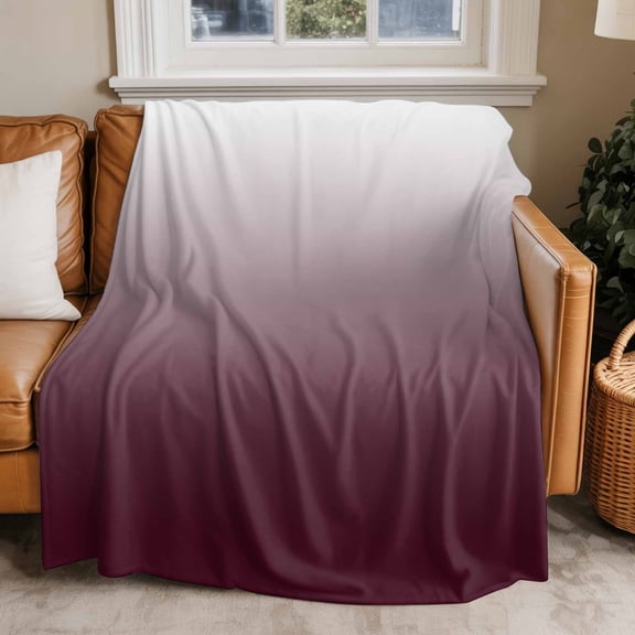 Throw Blanket for Couch Ombre Red Soft Fleece Flannel Blankets Cozy Lightweight Blanket for Home Sofa Living Room Wine Red White Bed Throws 30" x 40"