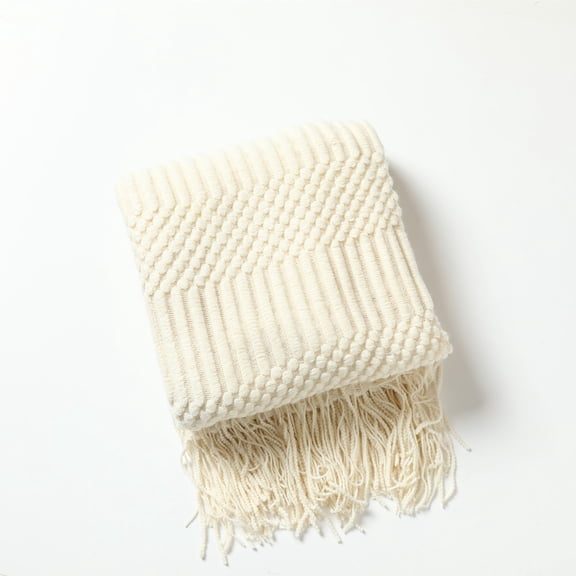 Throw Blanket for Couch & Sofa Bed, Soft Knit Woven Gold Blanket with Tassel, Decorative for Chair & Living Room,130*220cm