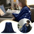 thumbnail image 1 of Throw Blanket for Couch, Sofa Blanket Flannel Coral Velvet Plain Blanket Solid Color Blanket Children Pet Blanket 50ÃÂ70cm Dark Blue, 1 of 8
