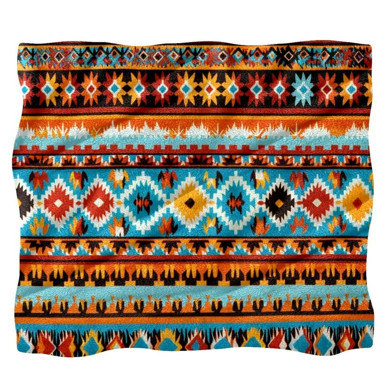 Throw Blanket for Couch Soft Blanket Throws 59x51.1 in Colorful Ethnic Indian Striped Walmart