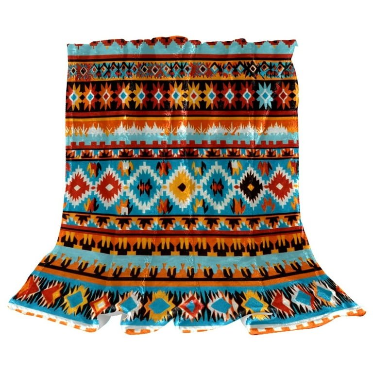 Throw Blanket for Couch Soft Blanket Throws 59x51.1 in Colorful Ethnic Indian Striped Walmart