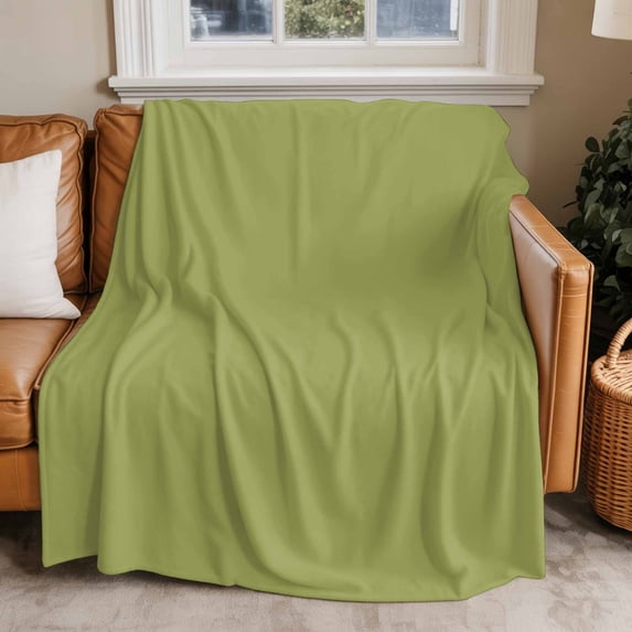 Throw Blanket for Couch Solid Color Soft Fleece Flannel Blankets Cozy Lightweight Blanket for Home Sofa Living Room Leaf Green Bed Throws 50" x 60"