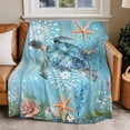 thumbnail image 1 of Throw Blanket for Couch Turtle Soft Fleece Flannel Blankets Cozy Lightweight Blanket for Home Sofa Living Room Starfish Ocean Bed Throws 40" x 50", 1 of 9