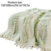 Throw Blanket for Couch, Warm Plush Throw Blanket with ball Fringe,Lightweight Soft Cozy Fluffy Blanket for Couch, Bed, Sofa