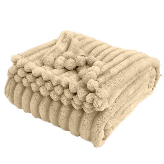 Throw Blanket for Home Comfort – Thickened Rabbit Nap Blanket for Adults in Soft Polyester Cozy Bed Sofa Travel and Use,39x27 in,Beige