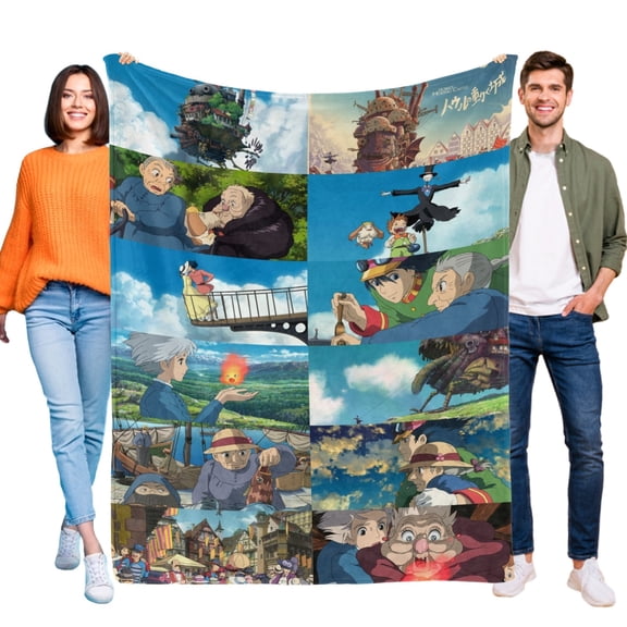 Throw Blanket for Howl's Moving Castle Soft Warm Bed Couch Flannel Blanket for Kids Boys Girls Gifts Home Decor 30x40 Inch