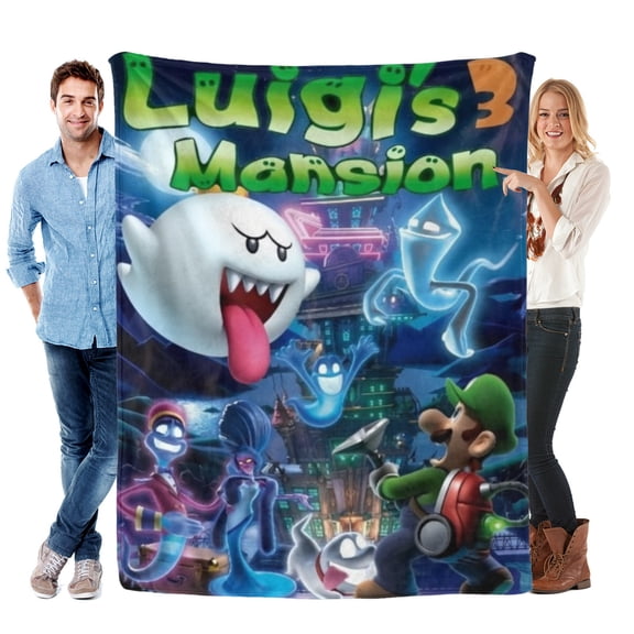 Throw Blanket for Luigi Mansion Bed Couch Soft Warm 30x40 Inch Flannel Blanket for Kids Boys Girls Gifts Home Decor