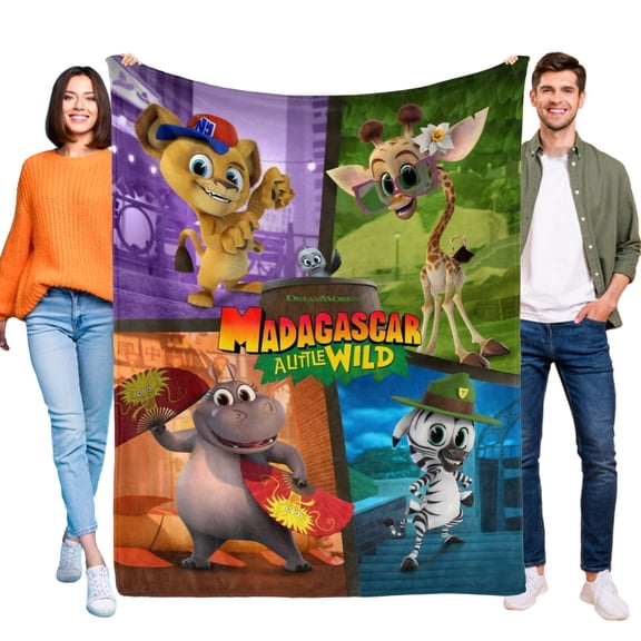 Throw Blanket for Madagascar A Little Wild Bed Couch Flannel Blanket for Kids Boys Girls Gifts Soft Warm Home Decor 30x40 Inch