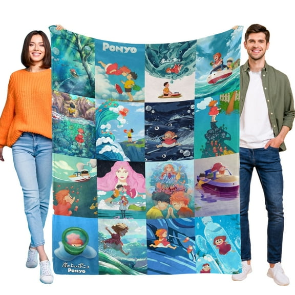 Throw Blanket for Ponyo Bed Couch Soft Warm Flannel Blanket for Kids Boys Girls Gifts Home Decor 30x40 Inch