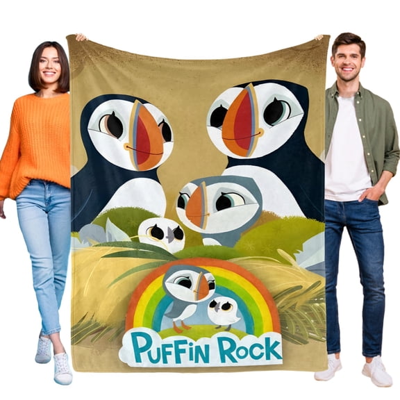 Throw Blanket for Puffin Rock Bed Couch Soft Warm Flannel Blanket for Kids Boys Girls Gifts Home Decor 30x40 Inch