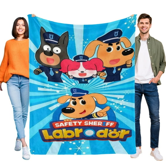 Throw Blanket for Sheriff Labrador Bed Couch Flannel Blanket for Kids Boys Girls Gifts Soft Warm Home Decor 30x40 Inch
