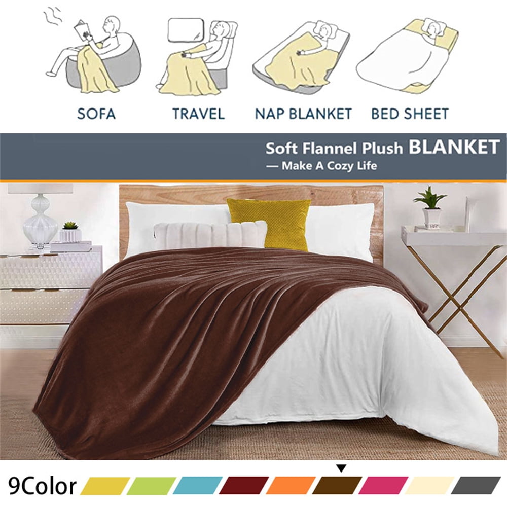 Throw Blanket for Sofa Bed Coffee Fleece Blanket King Size Luxury Double Side Fuzzy Blanket 240GSM Warm Blanket 90x108 inches Walmart Business Supplies