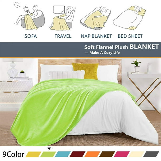 Throw Blanket for Sofa Bed Green Fleece Blanket Queen Size Luxury Double Side Fuzzy Blanket 240GSM Warm Blanket 90x90 inches