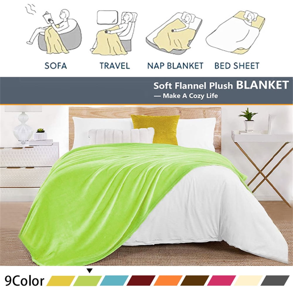 Throw Blanket for Sofa Bed Green Fleece Blanket Twin Size Luxury Double Side Fuzzy Blanket 240GSM Warm Blanket 60x80 inches Walmart