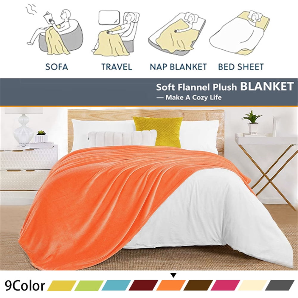 Throw Blanket for Sofa Bed, Orange Fleece Blanket Throw Size Luxury Double  Side Fuzzy Blanket, 240GSM Warm Blanket 50x60 inches 