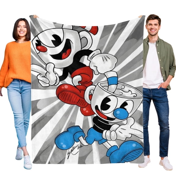 Throw Blanket for The Cuphead Show Bed Couch Soft Warm 30x40 Inch Flannel Blanket for Kids Boys Girls Gifts Home Decor