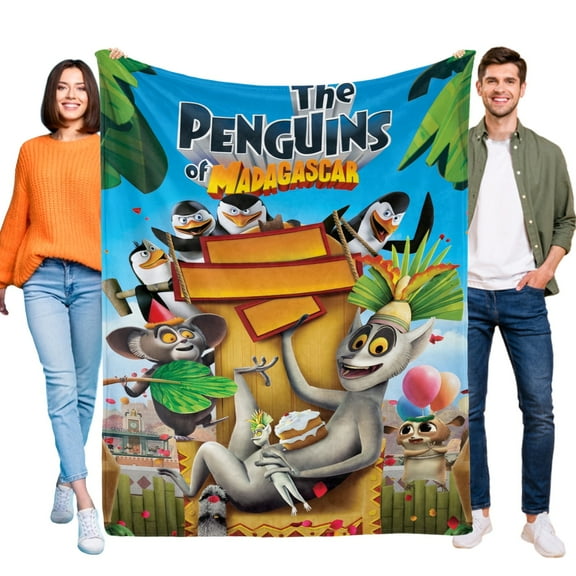 Throw Blanket for The Penguins of Madagascar Bed Couch Flannel Blanket for Kids Boys Girls Gifts Soft Warm Home Decor 40x50 Inch