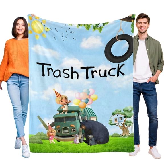 Throw Blanket for Trash Truck Bed Couch Soft Warm Flannel Blanket for Kids Boys Girls Gifts Home Decor 30x40 Inch