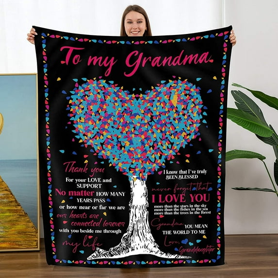 Throw Blanket to My Grandma Gift from Granddaughter Mothers Day Birthday Soft Throw Bed Blanket(Gifts for My Grandma from Granddaughter)