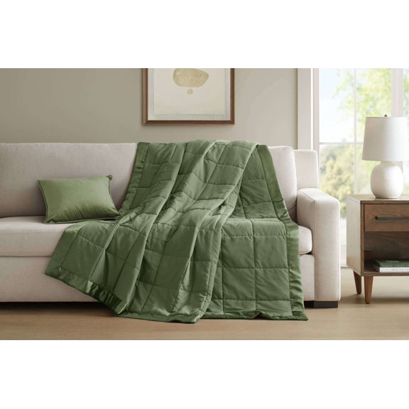 Throw Blankets, 1 PCS Full/Queen Lightweight Down Alternative Blanket with Satin Trim Green, Green Weighted Blanket,Microfiber Bed Pillows, Household Supplies & Décor Bedding Blankets & Pillows