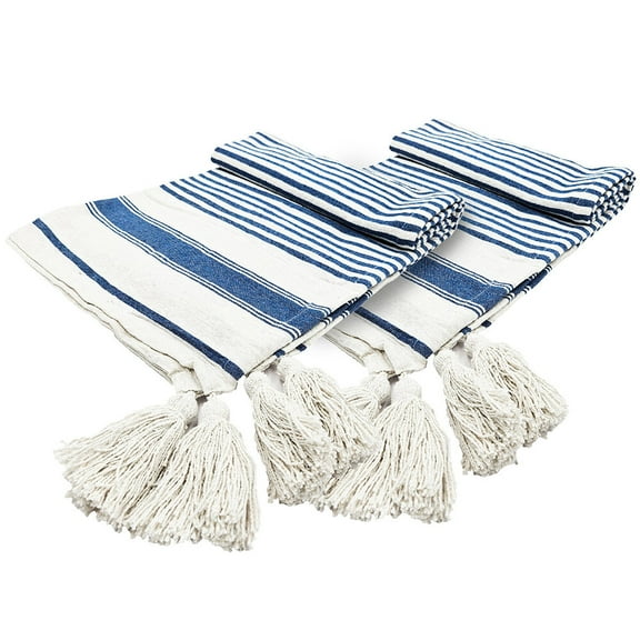Throw Blankets, 50x60" Brighton Blue Striped Throw Blanket, 2 Pack, Blue And White Stripes Weighted Blanket,Cotton Bed Pillows, Household Supplies & Décor Bedding Blankets & Pillows