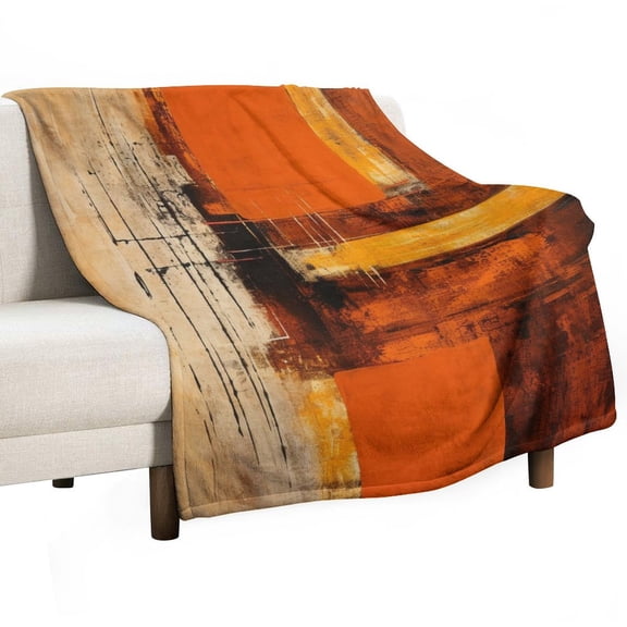Throw Blankets Abstract Rustic Orange And Brown Print Lightweight Super Soft Cozy Luxury Bed Blanket Microfiber Burnt Orange Abstract Blanket 50"x60" for Couch Bed Decor