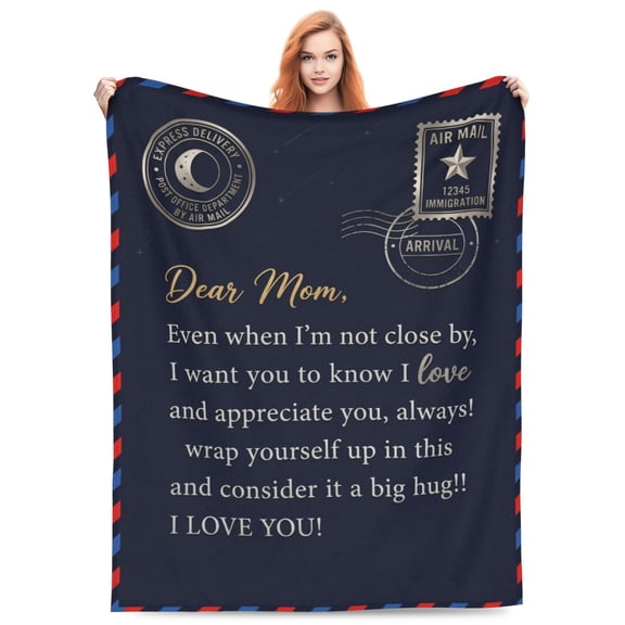 Throw Blankets Anniversary Birthday Gift for Mom from Daughter Son, Dear Mom Blanket for Mother's Day, Super Soft Flannel Throw Blankets for Christmas Valentines Day for Bed Couch 50x40
