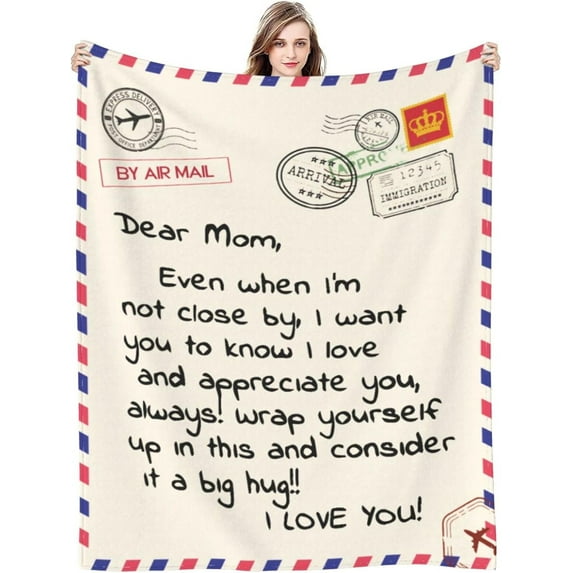 Throw Blankets Anniversary Birthday Gift for Mom from Daughter Son, Dear Mom Blanket for Mother''s Day, Super Soft Flannel Throw Blankets for Christmas Valentines Day for Bed Couch