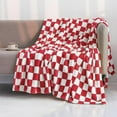 thumbnail image 1 of Throw Blankets Flannel Blanket with Checkerboard Grid Pattern Soft Throw Blanket for Couch, Bed, Sofa Luxurious Warm and Cozy for All Seasons (Red, 50"x60"), 1 of 6