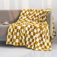 thumbnail image 1 of Throw Blankets Flannel Blanket with Checkerboard Grid Pattern Soft Throw Blanket for Couch, Bed, Sofa Luxurious Warm and Cozy for All Seasons (Yellow, ) Yellow, 1 of 7