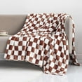 thumbnail image 1 of Throw Blankets Flannel Blanket with Checkerboard Plaid Pattern Soft Throw Blanket for Couch, Bed, Sofa Luxurious Warm and Cozy for All Seasons (Coffee, 50"x60"), 1 of 8