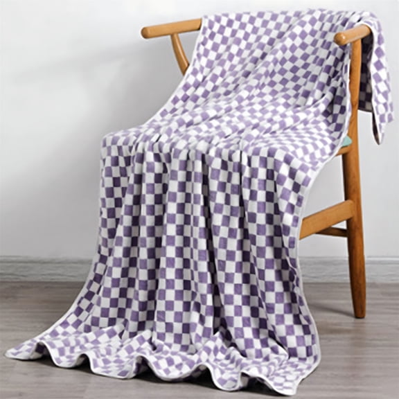 Throw Blankets Flannel Blanket with Checkerboard Grid Pattern Soft Throw Blanket for Couch, Bed, Sofa Luxurious Warm and Cozy for All Seasons 35x63in