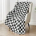 thumbnail image 1 of Throw Blankets Flannel Checkered Blanket for Bed, Sofa，Couch Blanket，Soft Cozy Grid Checkered Blanket（Black，60"×80"）, 1 of 6