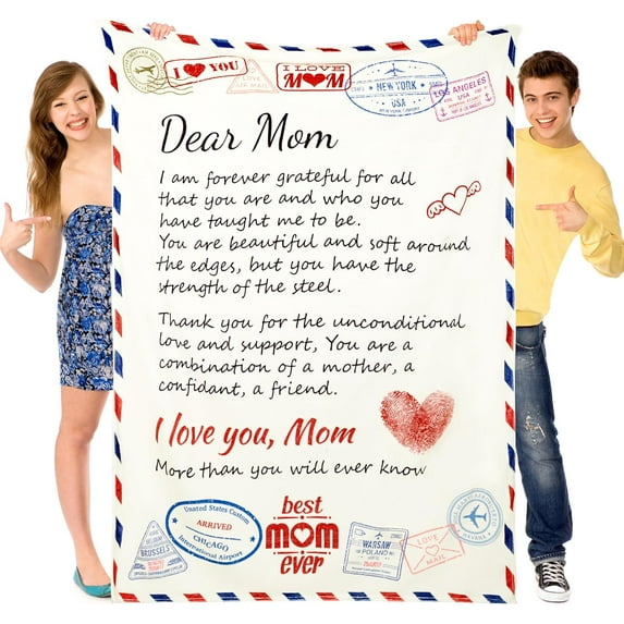 Throw Blankets,Mom Blanket for Mom Birthday Gift for Mom from Daughter Son Dear Mom Plush Blanket Best Mom Gift Idea Mother Blanket for Thanksgiving Christmas (60"x50")