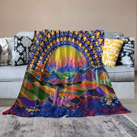 Throw Blankets Mysterious Peacock Blanket Trippy Fleece Blanket Lightweight Blankets for Adult and Kids 50×60 inches