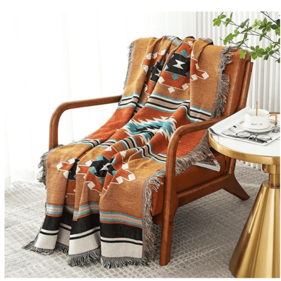 Throw Blankets Southwestern Bed Throws Cover Reversible Green Aztec Southwest Blanket for Couch Chair Sofa Home Outdoor Beach Car Tent Travel Camping