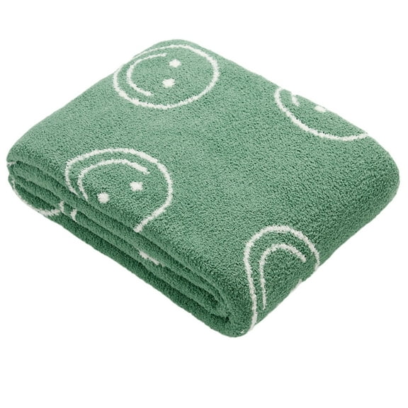 Throw Blankets with Smiley Faces Soft Cozy Warm Blanket for Bed Sofa Travel (Smile,Forest Green,30"x40")