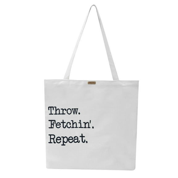Throw Fetchin' Repeat Embroidered Tote Bag