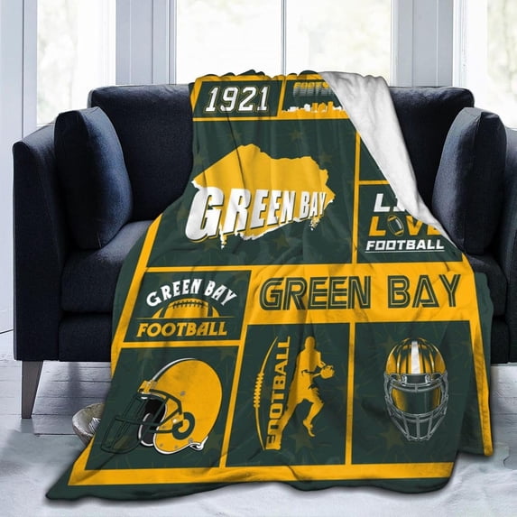 Throw Green Bay Blanket Flannel Blanket Lightweight Soft Blanket Travel Blanket Gift for Men Women 60"x50"