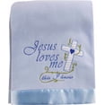 thumbnail image 1 of Throw-Jesus Loves Me Fleece w/Satin Trim-Blue (30 X 40 ), 1 of 1
